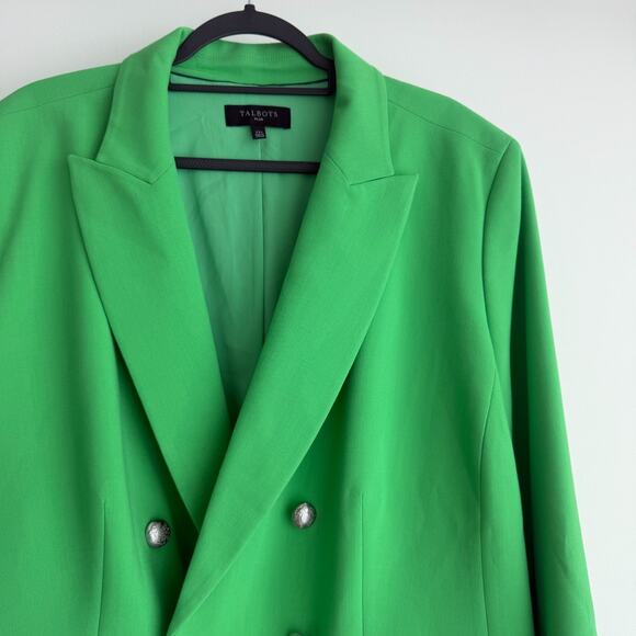 Talbots Blazer Womens 22W Apple Green Double Breasted Career Vibrant Office - Picture 2 of 12